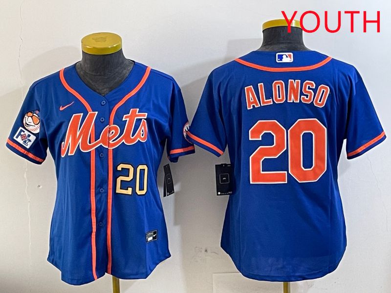 Youth New York Mets 20 Alonso Blue Game Fashion 2025 Nike MLB Jersey style 3